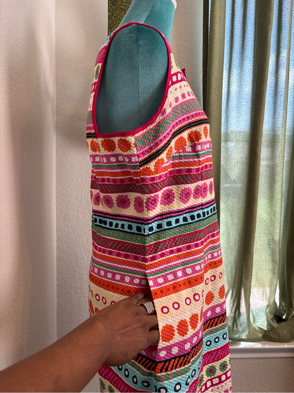 Talbots Multicolor Striped Midi Dress - Pink, Turquoise, Green, Orange - Picture 4 of 9